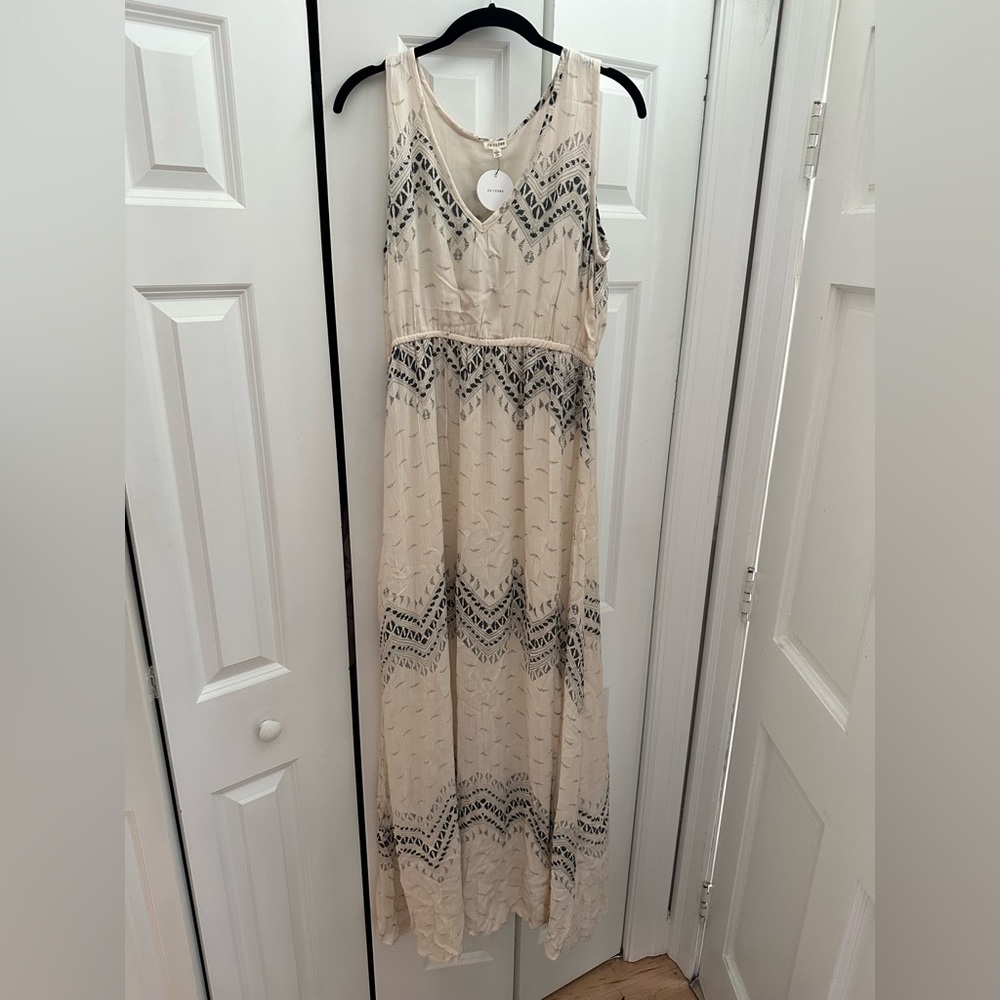 Cream patterned maxi dress